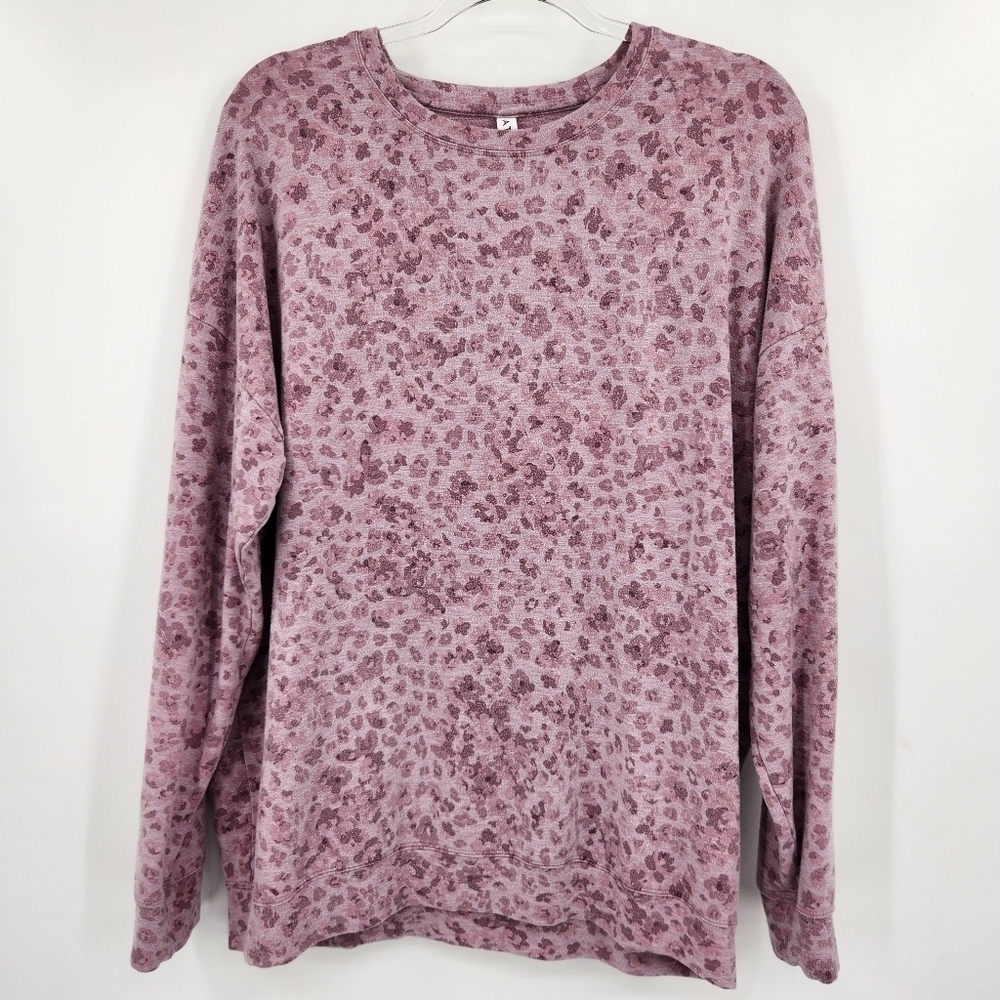 Athleta Studio To Street Splatter Sweatshirt Womens Size Large Pink Mauve